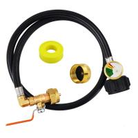 Propane Refill Adapter Hose Connect the Gas Hose with Gauge and ON/Off Control Valve for 1LB Propane GasTank