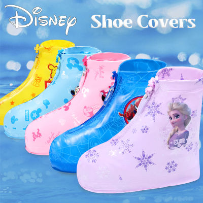 รองเท้ากันน้ำ Disney สำหรับเด็กรองเท้าบูทกันฝนลายการ์ตูนน่ารักนำกลับมาใช้ใหม่ได้พร้อมซิปป้องกันรองเท้ากันลื่นพร้อมแผ่นสะท้อนแสง