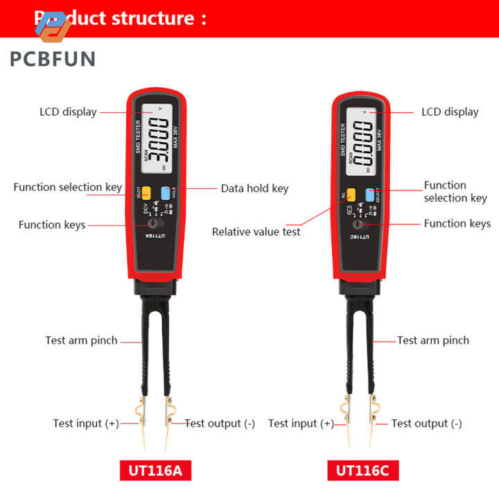 pcbfun-ut116c-uni-t-ut116a-smd-มัลติมิเตอร์อัตโนมัติ-rcd-มิเตอร์วัดแบตเตอรี่ต่อเนื่อง-dcv