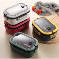 ✆﹍✑ Lunch Box Topper For Food Hermetic Pots Bento 2 Layers Grids Student Office Microwave Box Picnic Fruit Container