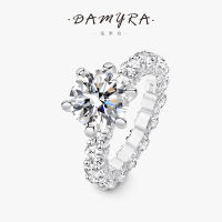 Damilla สี่กะรัตโมซานหกกรงเล็บแหวนเพชรสำหรับผู้หญิง925เงินสเตอร์ลิงทั้งชุดเพทายเกรดดีเยี่ยมแหวนหมั้น/แต่งงานเพชร