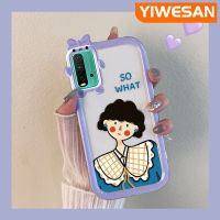 เคส Chenyyyka สำหรับ Xiaomi Redmi 9T Redmi 9 Power Case ลายการ์ตูนน่ารักสาวๆสีสันสดใสสีทึบกันกระแทกเคสมือถือป้องกันรอยขีดข่วนกันลื่นฝาครอบป้องกันเคสใส