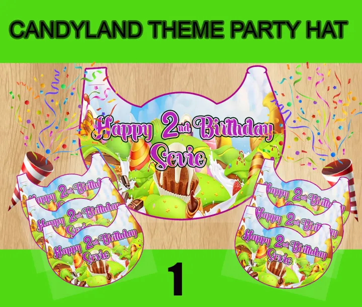 CUSTOMIZED BIRTHDAY PARTY HAT CANDYLAND THEME Lazada PH