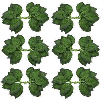 Fake Artificial Leaves for Roses Decorations - 36 Silk Green Roses Flowers Leaf with Realistic Vines Flexible Stems