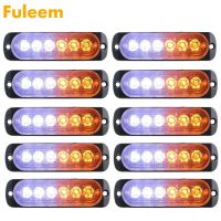 Fuleem 10PCS 18W Strobe 6 LED Light White Amber Emergency Hazard Flashing Warning Tow Truck 12V 24V Waterproof