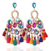 NeeFuWoFu Y2K Drop Long Earring Earring Colorful Tassel Big Glass Earring For Woman Large Brinco Ear Exaggeration Christmas Gift