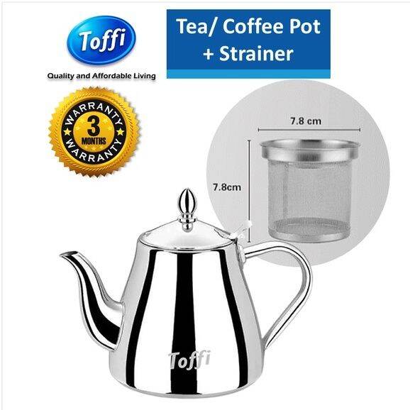 TOFFI Kettle/ Coffee Tea Pot + Strainer Stainless Steel Cerek Besi Teko ...