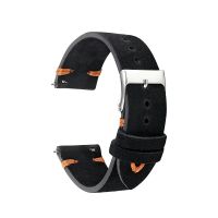 ☾❈❂ Watch Bands Genuine Leather Suede Watch Strap Belts 18mm 20mm 22mm High Quality Black Watchband Repair Tools Accessories KZSD03
