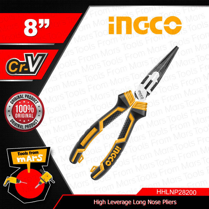 INGCO High Leverage Long Nose Plier Pliers 8" Inch 200mm CRV