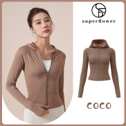 SUPERFLOWER Women s Hooded Yoga Jacket for Slimming Windproof Running