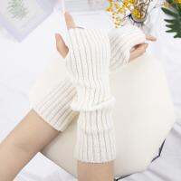 【HOT】 Fingerless Gloves Arm Warmers Goth Knitted Kawaii Wrist Sleeves Y2k Accessories