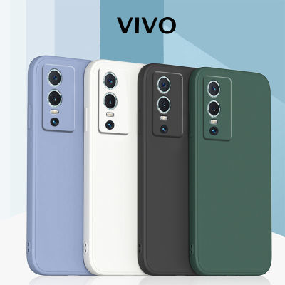 สำหรับ VIVO V27 5G/V27e/X80/V23 5G/T1 x Pro 5G/Y76 5G/Vivo V23e 5G/X70/X70 Pro【 V21 5G 】กรณี Liquid Liquid ซิลิโคนผิว Slim ตรงขอบกลับกรณีครอบคลุมเต็มรูปแบบป้องกันเลนส์กล้องสำหรับ Vivo