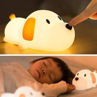 ซิลิโคน LED Papa Puppy Night Light โคมไฟสัตว์ Touch Sensor โคมไฟกลางคืนสุนัขเด็กข้างเตียงห้องนอน Decor วันเกิด Gifts