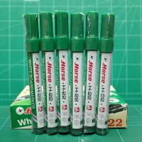 ปากกาไวท์บอร์ดตราม้า Horse Whiteboard Marker H-22 หมึกสีเขียว (1ชุด/6ด้าม) ขนาดหัวปากกา 2 มม. สีหมึกลบได้บนพื้นผิวลื่น (Non-Permanent) สามารถเขียนได้บนกระดานไวท์บอร์ด แก้ว และพื้นผิวที่ไม่มีรูพรุน CCHAITIP STATIONERY เครื่องเขียน อุปกรณ์สำนักงาน ออฟฟิศ