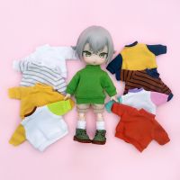 Pure Cotton Ob11 Doll Color Stitching Clothes long Sleeve T-Shirt For Nendoroids Gsc Ymy Body Ufdoll Obitsu11 1/12bjd Doll