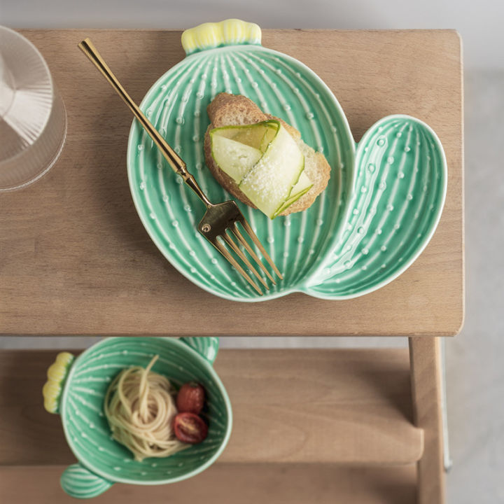 new-creative-cactus-ceramic-tableware-set-plate-decorative-jewelry-trinket-dish-necklace-storage-vanity-tray-kid-food-salad-bowl