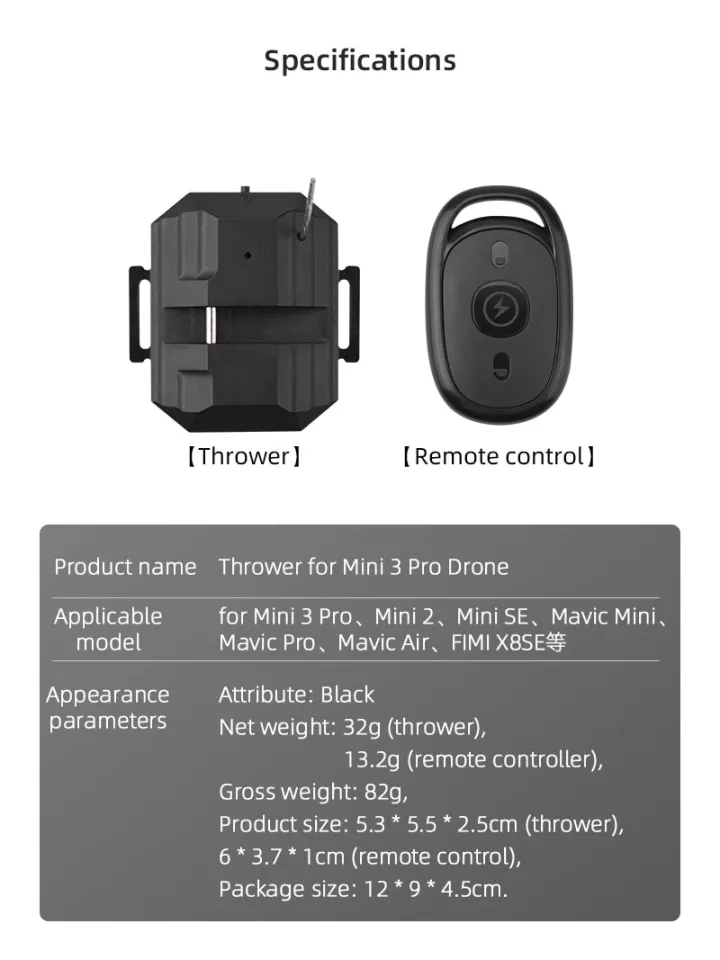 Airdrop System for DJI MINI 2/Mini 3/3 Pro/MINI/Mini SE Fishing Bait  Wedding Ring Deliver Life Rescue Throw Gift Deliver Thrower