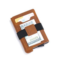 DIENQI New RFID Blocking Men Credit Card Holder Minimalist Wallet Passes Metal Leather Card Bag Male Slim Bank Cardholder Purse
