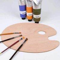 Wooden Artists Palette with Thumb Hole Oil Painting Acrylics Paint Oval Painting Palette Tray for Adult 3 Sizes