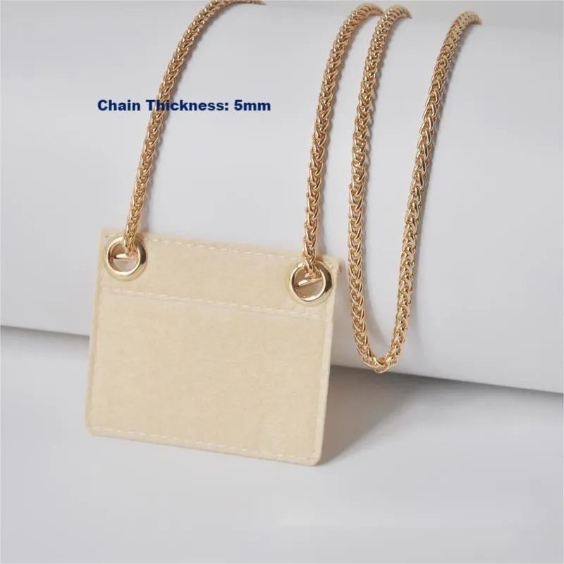 Constance Slim Wallet Strap Insert Constance Conversion Kit with Gold Chain  Constance Slim Wallet Insert Wallet on Chain (Beige, 120cm Silver Chain)
