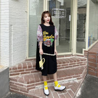 2021NYFS 2021 New Korean Fashion Patchwork Loose Woman Dress Vestidos Robe Elbise Printing Summer Dress