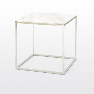 modernform โต๊ะข้าง รุ่น CARENA ขาสแตนเลส หินอ่อนสี WHITE VENUS S60*60*H60