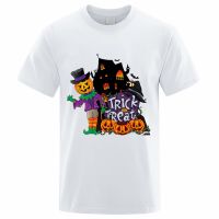 Cloocl Cotton Tshirt Halloween Castle Pumpkin Trick Or Treat Cartoon Printed Men T Shirt Funny