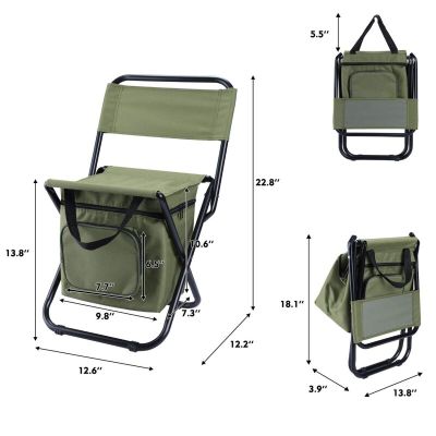 ：“{—— Multiftional Outdoor Folding Stool Portable Ice Bag Stool With Insulation Bag Fishing Stool Beach Chair Lightweight Stool