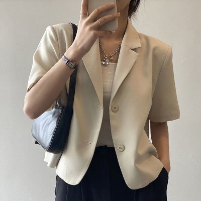 ‘；’ MEXZT Blazers Women S-4Xl Elegant Solid Suit Jackets Office Lady Korean Short Sleeve Single Breasted Casual Blazer Casual Coat