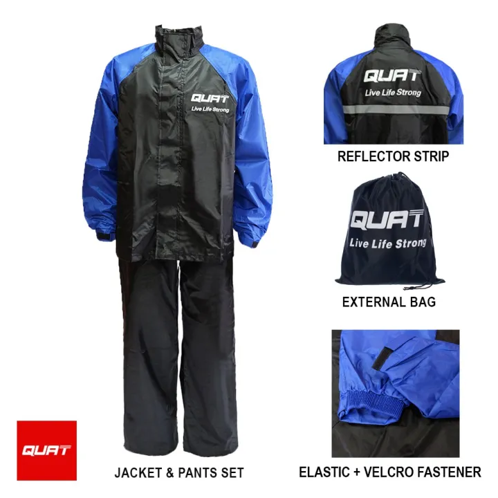 QUAT Daily Raincoat Q22 Rain Suit Motorcycle 2023/2024 Baju Hujan (BLUE