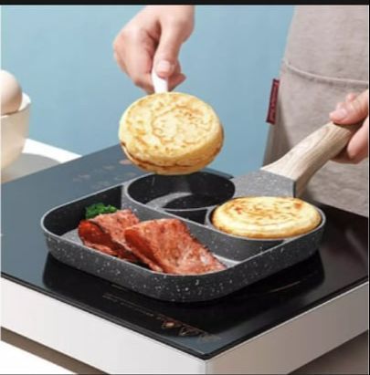 Medical Stone Breakfast Pan,Nonstick 3 Section Frying Pan And Egg