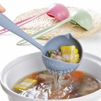 ✣ Kitchen Accessories Cooking Shovels 2 In 1 Long Handle Melon Scoop Plastic Spoon Colander Soup Vegetable Strainer Kitchen Tools