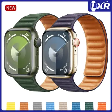 Magnetic Leather Link Loop Strap For Apple Watch Band 44mm 45mm Series 8 7  6 5 4 