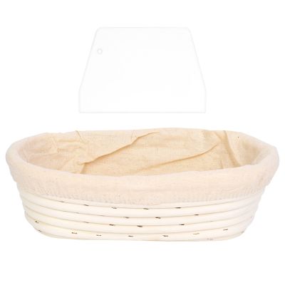 10 Inch Oval Shaped Bread Banneton Proofing Basket - Baking Dough Bowl Gifts for Bakers Proving Baskets for Sourdough Lame Bread Slashing Scraper Tool Starter Jar Proofing Box