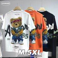 2023 newM-5XL PLUS ขนาด T เสื้อผู้ชายผ้าฝ้ายหมีแขนสั้น T เสื้อลำลองหลวมรอบคอ TE E