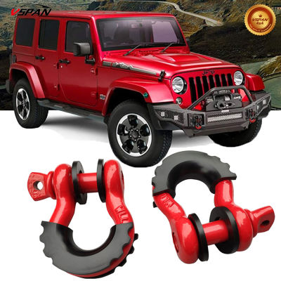 58 Heavy Duty Forged Steel D Ring Shackle With Isolator &amp; Washers Towing Hook for Tow Strap Winch Off Road Vehicle Recovery