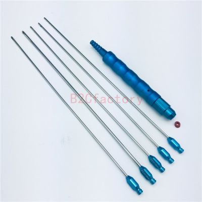 Titanium Handle Liposuction Handpiece With 5Pcs Liposuction Cannulas Needle Luer Lock Face Lift Tools