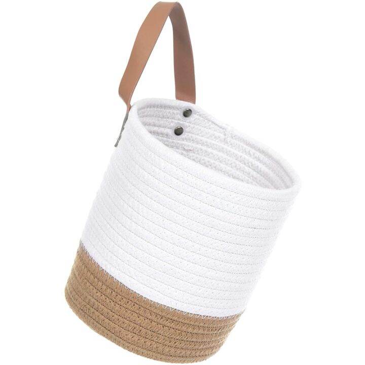 Wall Hanging Basket,Cotton Rope Baskets with Handle Storage Bins for