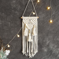 Macrame ดอกไม้แขวนกระเป๋าที่เก็บกุญแจออแกไนเซอร์ที่ใส่ผ้าฝ้ายทอ Boho ผนังตกแต่งห้องศิลปะตกแต่งบ้านแขวนผนัง.