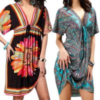 COD DSFGRDGHHHHH Women Boho Flower Print Sexy Vintage Summer Beach Dress