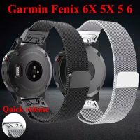 22มม. 26มม. สายสำหรับการ์มิน Fenix 5X บวก5 Fenix 6X Pro 6 3ชม. Forerunner 935สแตนเลส Milanese นาฬิกาโลหะ B