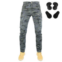 Fashion Camouflage Motorcycle Pants Anti-fall Hidden Protective Gear Motocross Zip pocket Pants Thin Summer Riding Trousers