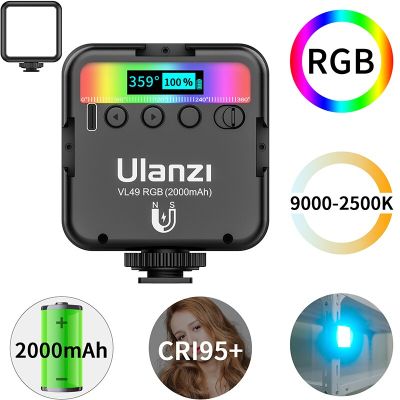 แฟลชวิดีโอ LED VL49สี RGB 2500K-9000K 800LUX แม่เหล็กเติมแสงขนาดมินิขยายพอร์ต3ช่อง2000Mah Type-C
