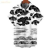 Floating Cloud Figure Hawaii Mens Summer Short-Sleeved Shirt New Style Casual Vacation Printed