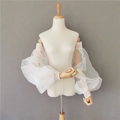 ❆✳ Puffy Wedding Dress Seperatel Long Sleeve Organza Bridal Jacket Arm Sleeve Elegant Hide Arm Retro Court Detachable Sleeves