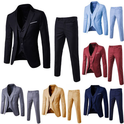 ♦✸ hnf531 Benferry 3Pcs/Set Luxury Plus Size Men Formal Business Vest Jacket Tuxedos Wedding Suit