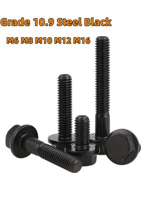 M6 M8 M10 M12 M16 Hexagon Head Flange Cap Screws Hex Washer Head Bolts Hex Flange Screw Grade 10.9 Steel Black Nails Screws Fasteners