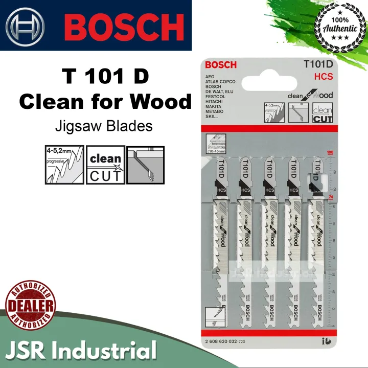 BOSCH 2608630032 T101D HCS Jigsaw Blade Set Clean for Wood [JSR BAC