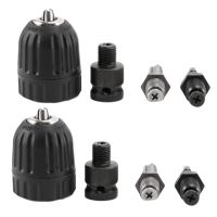 2Pcs 0.8-10mm Precise Keyless Drill Chuck Converter 3/8Inch- 24UNF Thread Quick Change Adapter with Hex Shank Socket