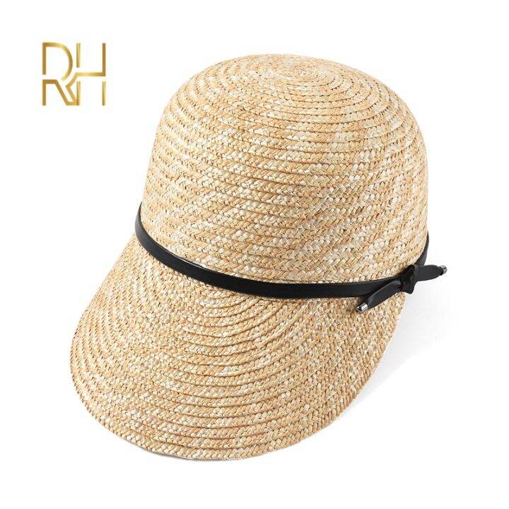 rh-new-women-visor-sun-hats-female-wide-brim-wheat-straw-summer-casual-shade-beach-cap-fashion-leather-bow-sun-hats